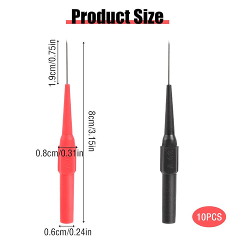 10 Pcs 0.7mm Multimeter Test Probe Pins, Wire Piercing Probe Insulation Back Probes Non-Destructive Insulation Wire Piercing Needle for Banana Soc...