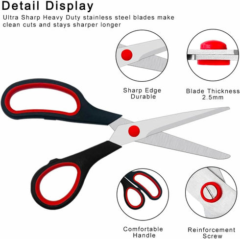 Scissors, 2 Pack 7.5 inch Scissors for Office and Home, Scissors All Purpose for School Fabric Craft Supplies Use...
