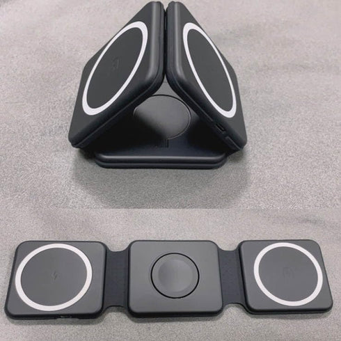 Fast Foldable wireless charger with strong magnet silicone rubber for Android and iOS Smartphones and other iOS devices little Protection bag Incl...