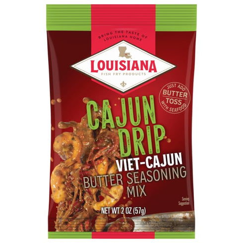 Louisiana Fish Fry Cajun Drip 2oz Bag - Seafood Seasoned Butter Sauce - Elevate your boiled seafood game with Louisiana Fish Fry Cajun Drip (Cajun...