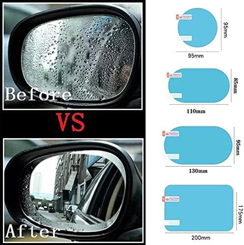 2PCS Film Anti Rain Water Repellent Film Car Mirror Window Clear Films Anti Dazzle Rearview Mirror Anti Fog Rainproof Film (Elliptic-110x85mm)...