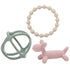 WeeSprout Handheld Teether Set (Matte Green, Pink & Off White)...