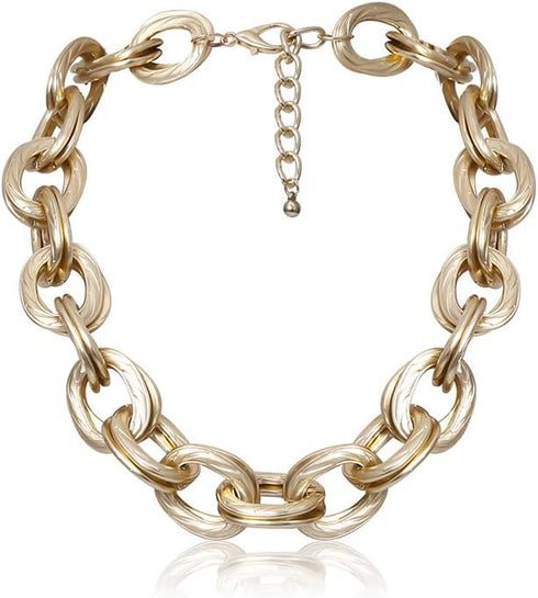 Dainty O Link Necklace Gold Chunky Choker Cuban Statement Thick Link Collar Chain Punk Hip-hop Trendy Choker Necklace for Women...