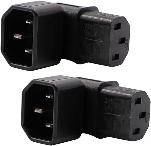 IEC C14 to C13 Power Adapter PDU Plug/Socket Down 90 Degree for LCD Wall Mount TV 2 Pack...