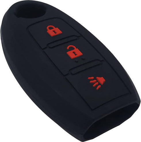 2Pcs Silicone 3 Buttons Key Fob Cover Remote Case Keyless Protector Compatible with Nissan Armada Frontier Pathfinder Juke Leaf Murano Quest Rogue...