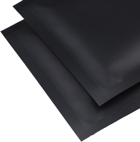 100pcs Frosted Clear Window Flat Colored Metallic Foil Resealable Zipper Seal Bags (Black, Flat | 3oz)...