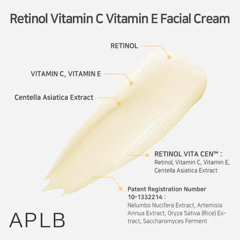 APLB Retinol Vitamin C Vitamin E Facial Cream | RETINOL VITA CEN™ 21.6% 1.86 FL.OZ/Korean Skincare, Deep hydration, Retinol, Revitalize for gentle...