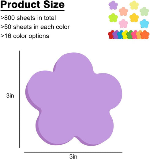 Sticky Notes, 800 Sheets 3 x 3 Inch Plum Blossom Shape Self-Sticky Note Pads Bright Colorful Creative Sticky Pad for Reminders Office School and H...