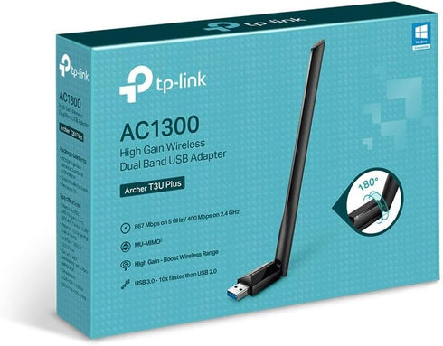 TP-Link USB WiFi-Adapter for Desktop PC, AC1300Mbps USB 3.0 WiFi Dual Band Network Adapter with 2.4GHz/5GHz High Gain Antenna(Archer T3U Plus), MU...