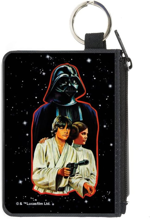 Star Wars Wallet, Coin Purse, Star Wars Darth Vader Luke Skywalker Princess Leia Group, Canvas...