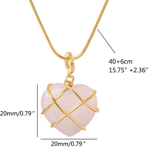 Diamond Castle Necklaces Fashion Birth Stone Heart Necklace rose quartz necklace best Friend Necklace for Women,Mother'S Day Necklace,Birthday Gif...