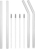 G Reusable Glass Straws Clear - 8.5 inches x 8 mm Straight Drinking Straws Healthy Eco-Friendly BPA Free 4 Pack (2 Straight + 2 Curved) with 4 Cle...