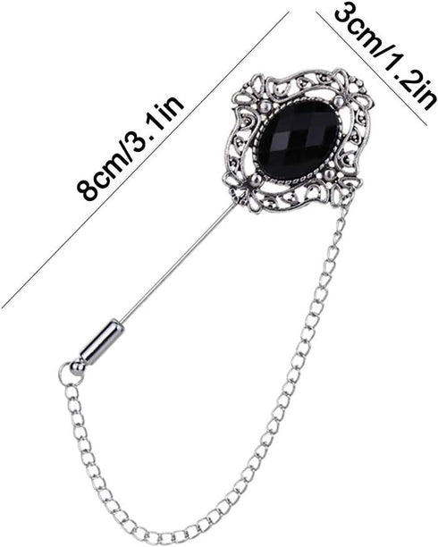 Huture 3PCS Men's Brooch Suit Pin Badge with Chains Brooch Buckle Chain Collar Lapel Pin for Men Shirt Collar Pin Chain Brooch Decoration Metal Br...