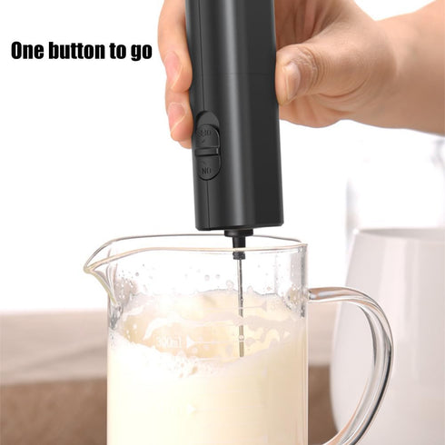 Milk Frother Electric Handheld Foam Maker for Hot Chocolate, Latte Macchiato, Milkshakes, Cappuccino, Battery power, Stainless Steel (Black)...