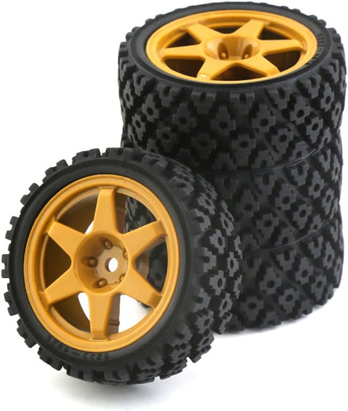1/10 RC On Road Tires Rubber Rally Tyres and Wheels Rims 12mm Hex for 1/10 Scale RC Racing Drift Car HPI KYOSHO Tamiya XV01 XV02 TA06 TT01 TT02 PT...