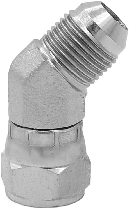 (2-PACK) 6502-04-04 Hydraulic Hose Adapter Fitting 1/4" Male JIC 37°Flare?7/16"-20 UNF?× 1/4" Female JIC 37° Swivel (7/16"-20 UNF) 45°Elbow Pipe J...