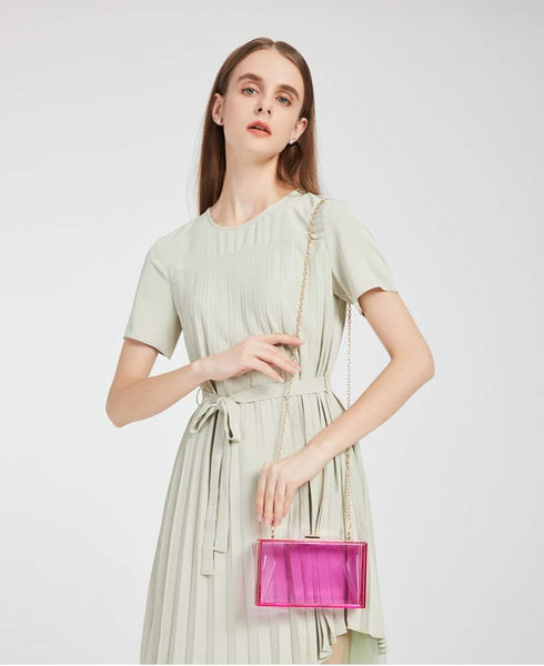 Cute Transparent Acrylic Shoulder Bag Clear Crossbody Evening Clutch Purse Handbag With 2 Gold Chain For Women...