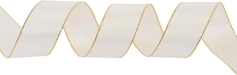 ITIsparkle 1" Inch Double Faced Satin Ribbon 25 Yards with Gold Edges, 1" X 25Yd - Ivory...