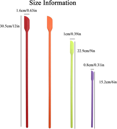 Beauty Spatula 4 PCS Makeup Spatula Mini Silicone for Cosmetics & Kitchen - 3 Sizes...