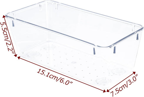 4 PCS Clear Plastic Drawer Organizer, Desk Drawer Divider Organizers and Storage Bins for Makeup, Jewelry, Gadgets for Kitchen, Bedroom, Bathroom,...