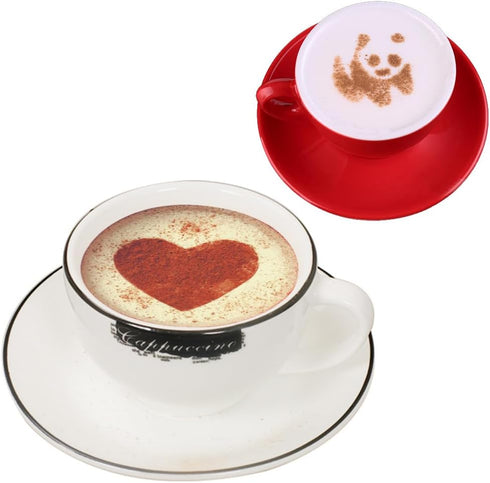 2 Pcs Stainless Steel Dredges and Powdered Shaker with 16 pcs Printing Molds Stencils, SENHAI Salt Pepper Coffee Cocoa Cinnamon Power Can with Hol...