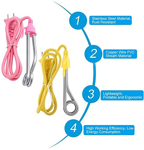 Immersion Heater, Immersion Water Heater, Portable Water Heater, Heater Element 220V 600W Portable Reheater Travel Kit Great for Heating Boiling C...