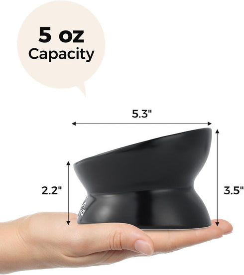 Elevated Cat Food Bowl, 5 Oz Ceramic Raised and Tilted Water Bowl, Anti Vomiting and Protect Pets' Spines Dishes for Small Dog, Fat Faced Cat, Kit...
