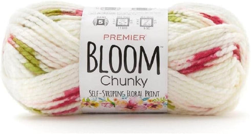 Premier Yarns Bloom Chunky - 3.5 Oz - #5 Bulky Weight - 3 Pack Bundle with Bella's Crafts Stitch Markers (Baby's Breath)......