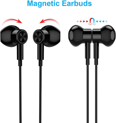 3.5mm Earbuds Noise Canceling Headphones with Microphone Magnetic in-Ear Wired 3.5mm Jack Earphone for Moto G Power Pure Google Pixel 4a 3a 5a Sam...