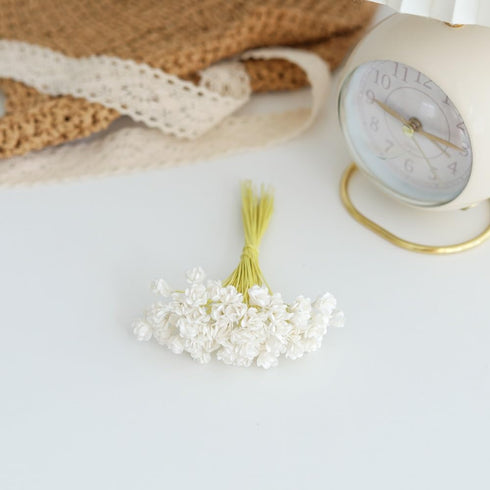 50 Pcs Mulberry Paper Gypsophila Flower Mulberry Paper Flowers Wedding Scrapbook DIY Craft Scrapbook Bouquet Craft Stem (White Color)...