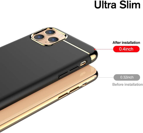 iPhone 11 Pro Case,RORSOU 3 in 1 Ultra Thin and Slim Hard Case Coated Non Slip Matte Surface with Electroplate Frame for Apple iPhone 11 Pro (5.8"...