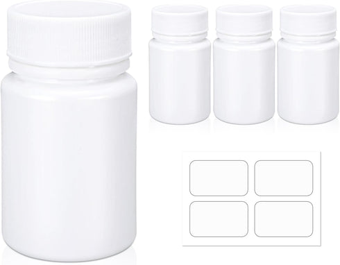 Empty Plastic Pill Bottle Medicine Bottles Reagent Chemical Container with Smooth Screw Lid For Liquid Solid Powder (50cc 4pack)...