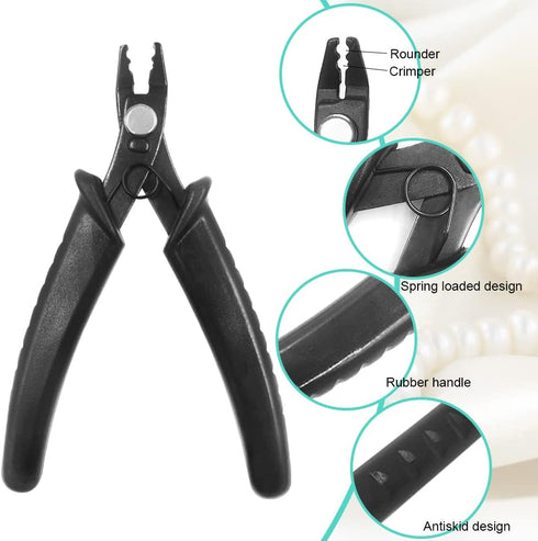 Bead Crimping Pliers and Tube Crimp Beads, lyfLux 1000 Pieces Jewelry Crimp Beads with Jewelry Bead Crimping Pliers for Jewelry Beading Making Sup...