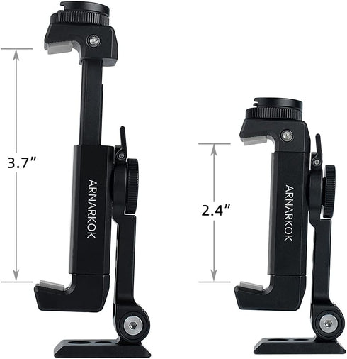 Metal Phone Tripod Mount w Rotatable Cold Shoe for Micphone Easy Use,Compatible with iPhone Tripod Adapter, Cell Phone Mount Holder,Hot Video Crea...