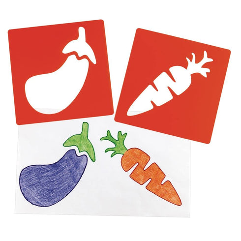Colorations Fruit & Vegetable Shapes Stencils for Kids, 8 inches, Jumbo, Sturdy, Quality, Washable, Paint, Draw, Spray, Classroom, Arts & Crafts, ...