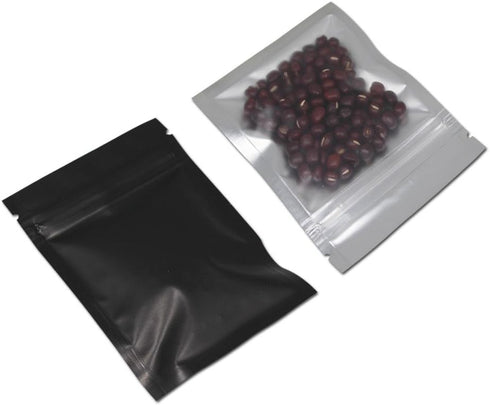 FERENLI 100 Pcs Mylar Zipper Lock Bag Food Storage Matte Foil Airtight Bags with Front Window Plastic Candy Packaging Pouch for Zip Flat Heat Seal...