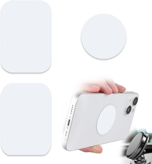 Phone Magnets for Back of Phone, Universal Metal Plates, 2 Rectangular and 2 Round with Adhesive, car Phone Magnets (White)......