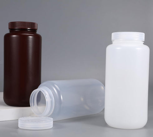 33.8 oz Wide Mouth Lab Reagent Bottle, Laboratory Grade Chemical Container, Sealed Leak-proof Clear PP Bottle, Pill Bottle, Water Sample Bottle(2 ...
