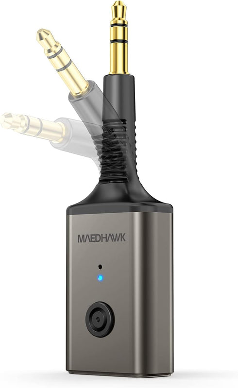 MaedHawk Aux Bluetooth Adapter for Car, Portable Bluetooth 5.3 Car Adapter, Rotatable 3.5mm Bluetooth Wireless Audio Receiver for Car/Home Stereo/...