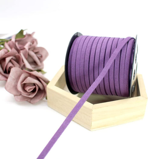 Purple Faux Leather Cord for Jewerly Making 5mm 40 Yards Suede Cord Necklace String Thin Leather Lace Velvet Lace Craft Cord for Bracelet-Choker-D...