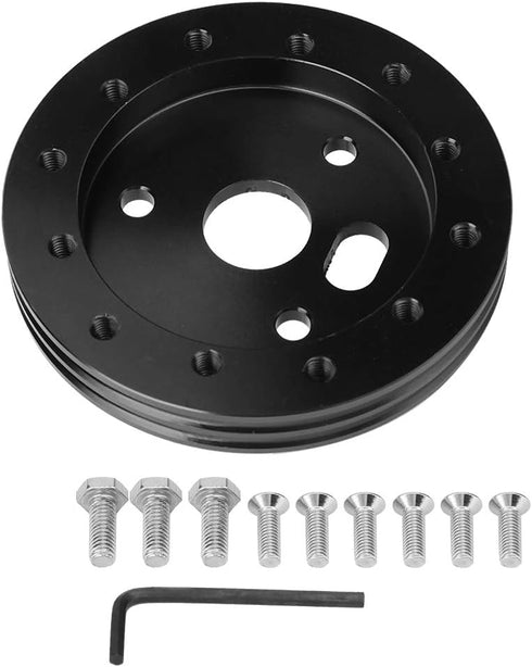 KIMISS Steering Wheel Pad, Universal Steering Wheel to Grant 3 Hole 0.5in Hub Spacer Pad for 6 Hole Adapter(Black)...