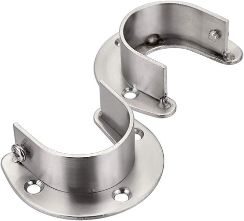 OwnMy 4 Packs Closet Rod End Supports 1-1/2" Diameter, U Shaped Stainless Steel Closet Pole Sockets Flange Rod Holder for Closet Wardrobe Shower C...