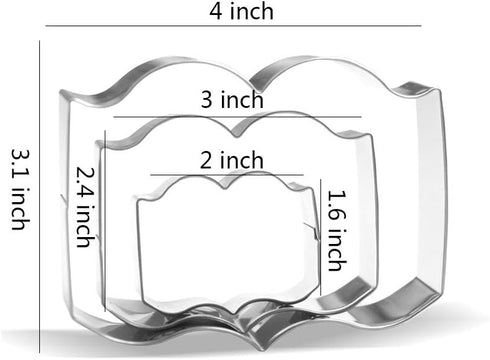 Book Cookie Cutter Set - 3 Piece - Stainless Steel...
