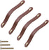 yusheng 4 Pack 200mm Lengthened Soft Genuine Leather Drawer Pulls Handle,Wardrobe Cabinets Kitchen Closet Knobs Door Pulls Handles knobs with Scre...
