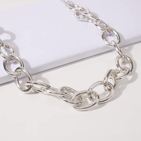 Punk Chain Choker Necklace Chunky Curb Link Chain Necklace Dainty Silver Necklace Accessories for Women Girls...