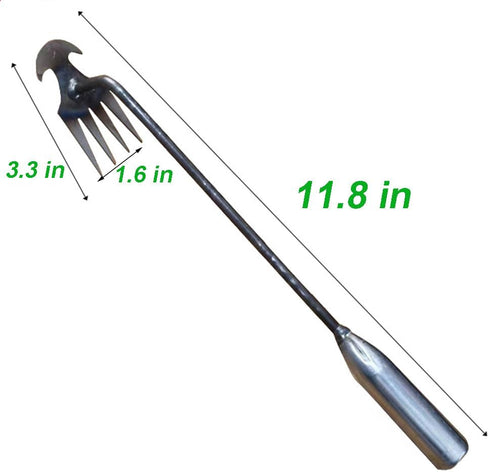 New Weeding Artifact Uprooting Weeding Tool, 12 Inch Weed Puller, 4 Teeth Manganese Steel Forged Hand Weeder, Dual Purpose Weed Removal Portable W...