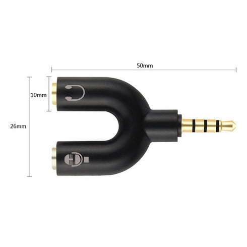 4 Position 3.5mm Stereo Splitter Audio to Mic Headset Jack Plug Y Adapter Black...