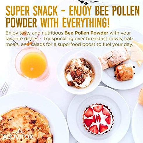 Alovitox Bee Pollen Powder | 100% Pure, Natural Raw Bee Pollen - Antioxidants, Proteins, Vitamins B6, B12, C and A, Amino Acids and More (Bee Poll...