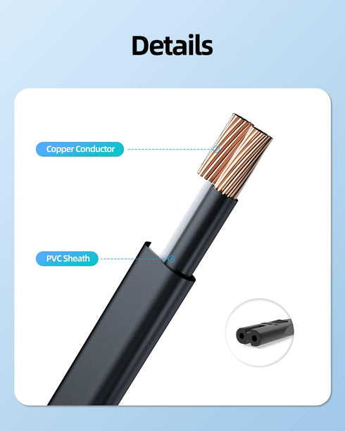 4Ft Figure 8 Power Cord (C7) – ETL Certified Universal 2 Prong AC Replacement Cable for TV, Laptop, Game Console, Printer & More – Safe & Compatib...