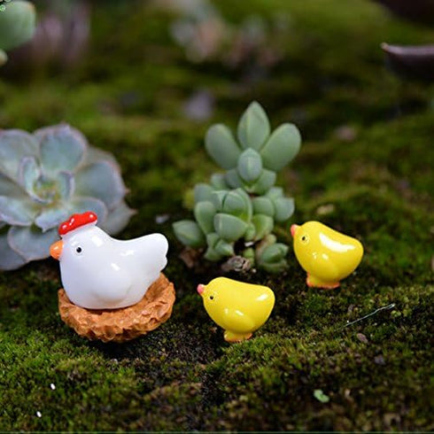 16 Pieces Hens Chickens Family Miniature Ornament Kits Set for DIY Fairy Garden Dollhouse Decoration,Hens,Henhouse,Chickens,Eggs Miniature Ornamen...